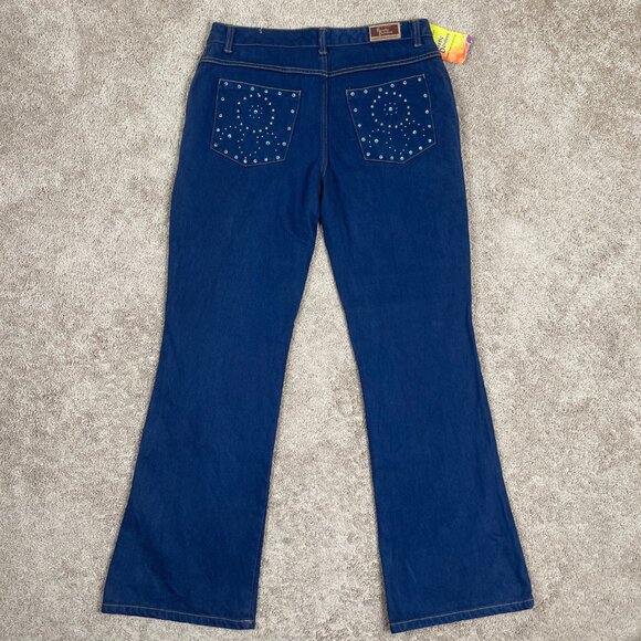 Rustic Denim Studded Jeans Womens 10 Blue Dark Wash Studded Comfort Stretch NWT - Picture 1 of 12